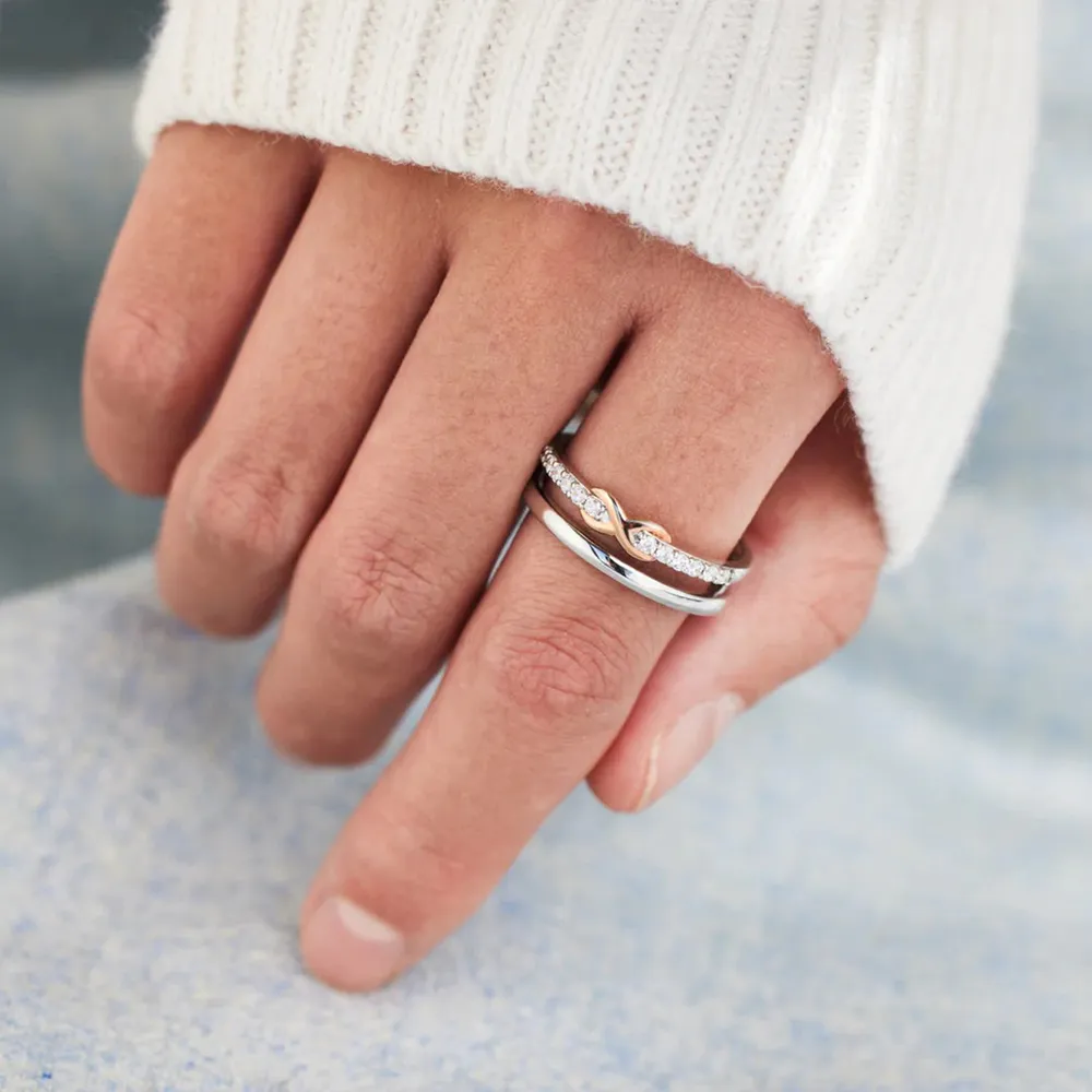Double-Layered Zircon 925 Sterling Silver Ring, image 8