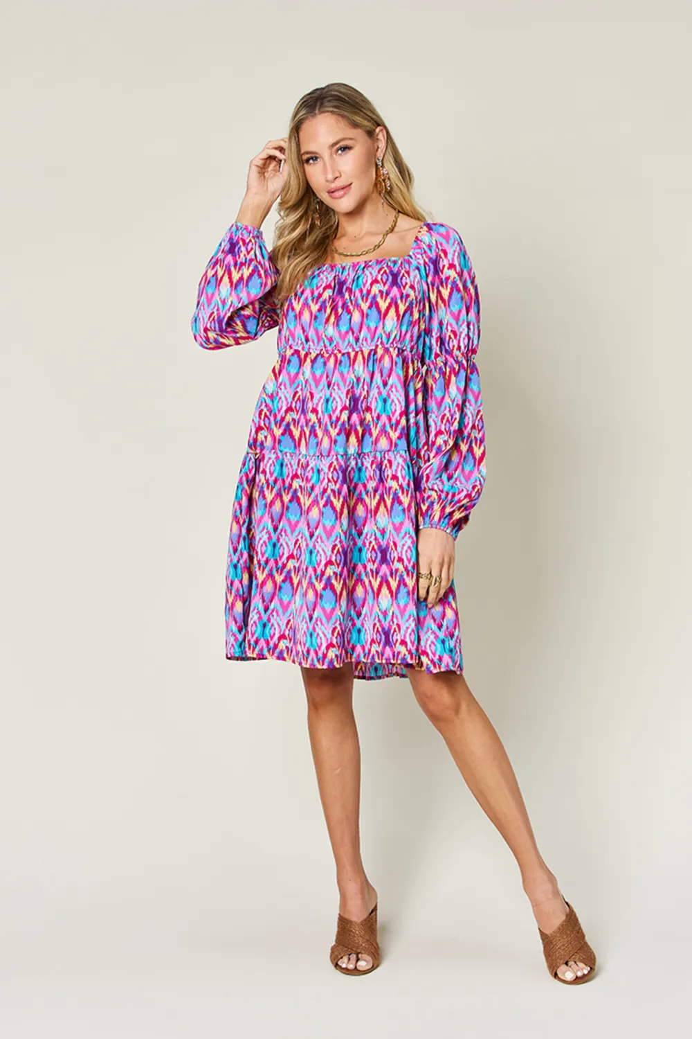 Full Size Printed Long Sleeve Dress, image 15