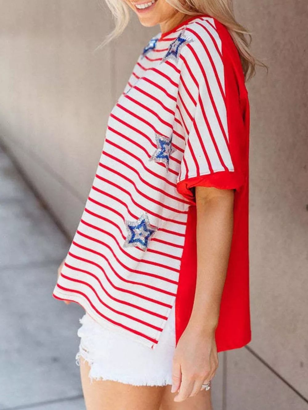 Striped Star Sequin Patriotic T-Shirt, image 4