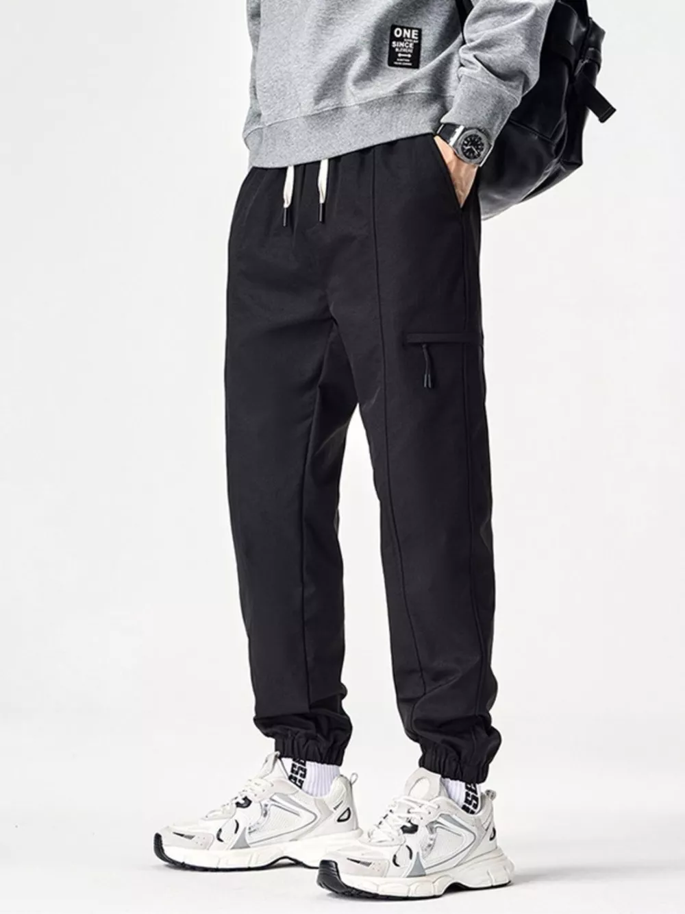 Men's Plus Size Drawstring Wide Leg Joggers, image 2