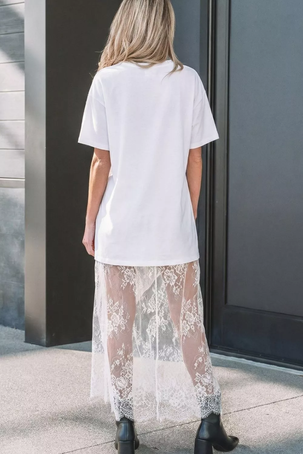 Lace Patchwork Casual T-Shirt Dress, image 3