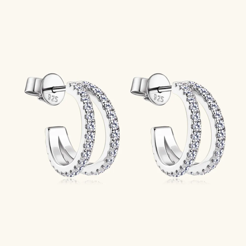 Moissanite 925 Sterling Silver C-Hoop Earrings, image 8