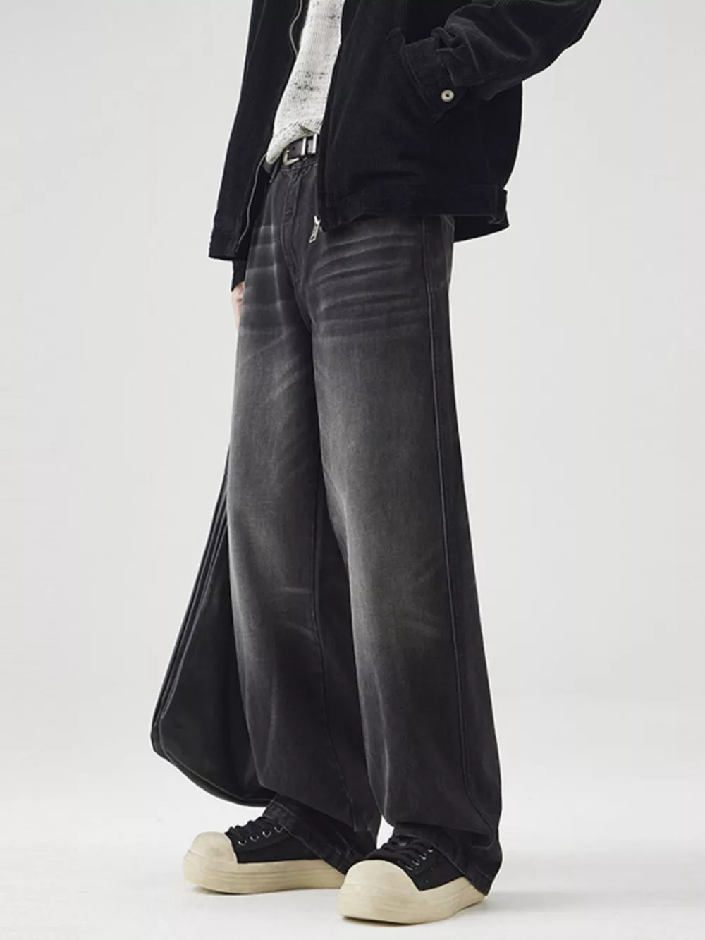 Men's Wide Leg Washed Jeans, image 5