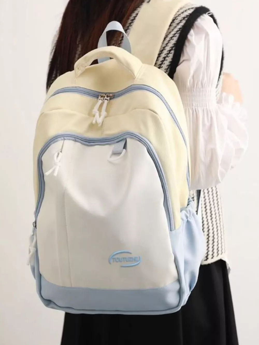 Color Block Lightweight Backpack Bag, image 5