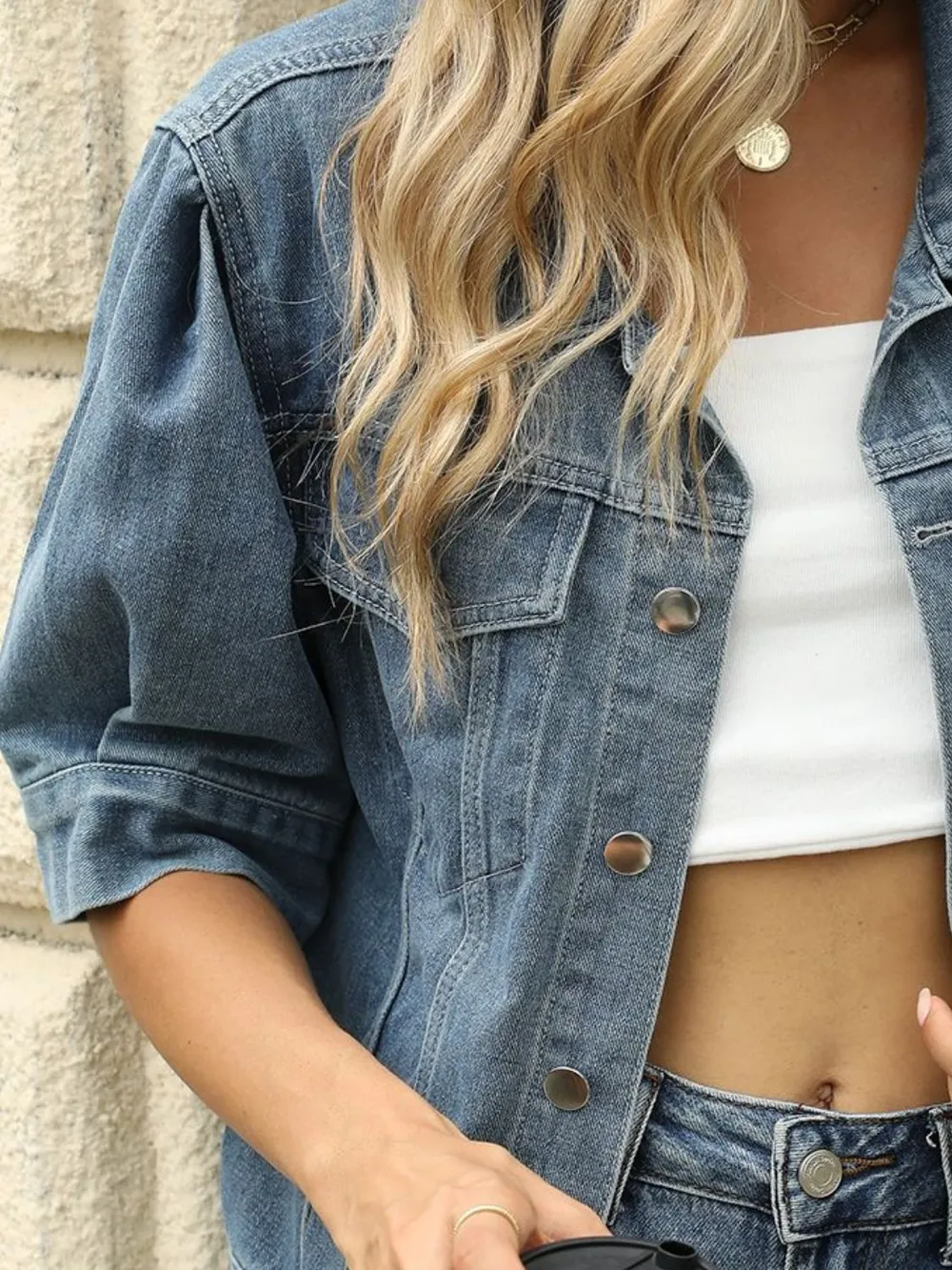 Button Down Washed Denim Jacket, image 10