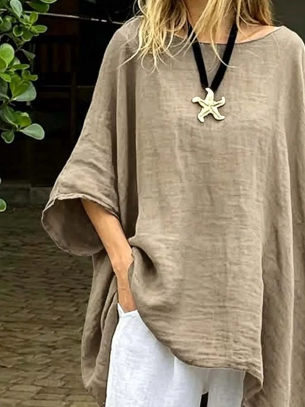 Full Size Loose Fit Asymmetrical Hem Top Plus Size, image 3