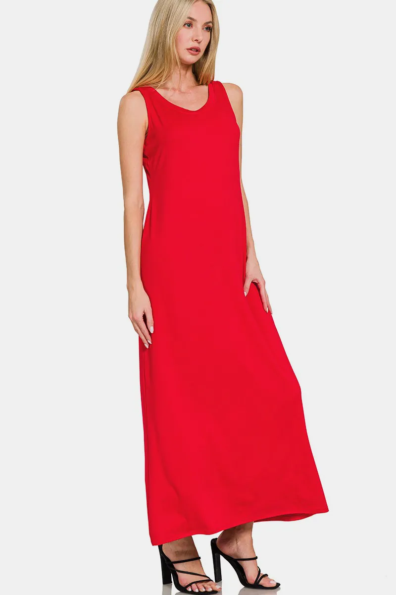 Scoop Neck Wide Strap Tank Dress