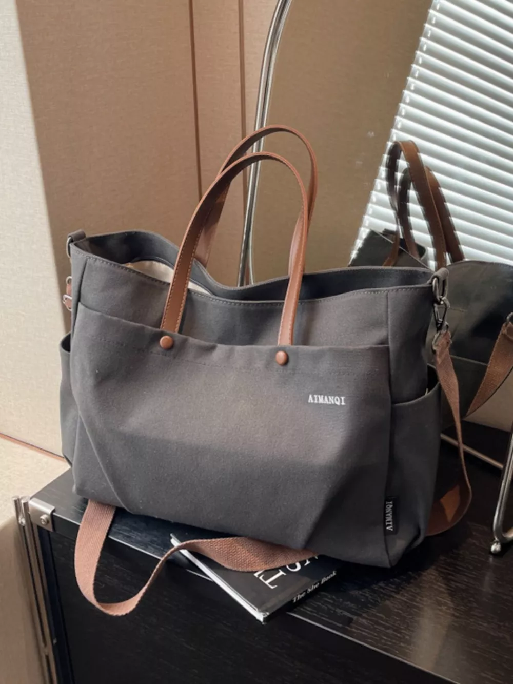 Canvas Tote Crossbody Bag, image 3