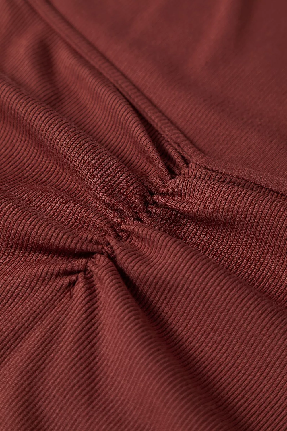 Gathered Bust Square Neck Ribbed Fit Long Sleeve Top, image 9