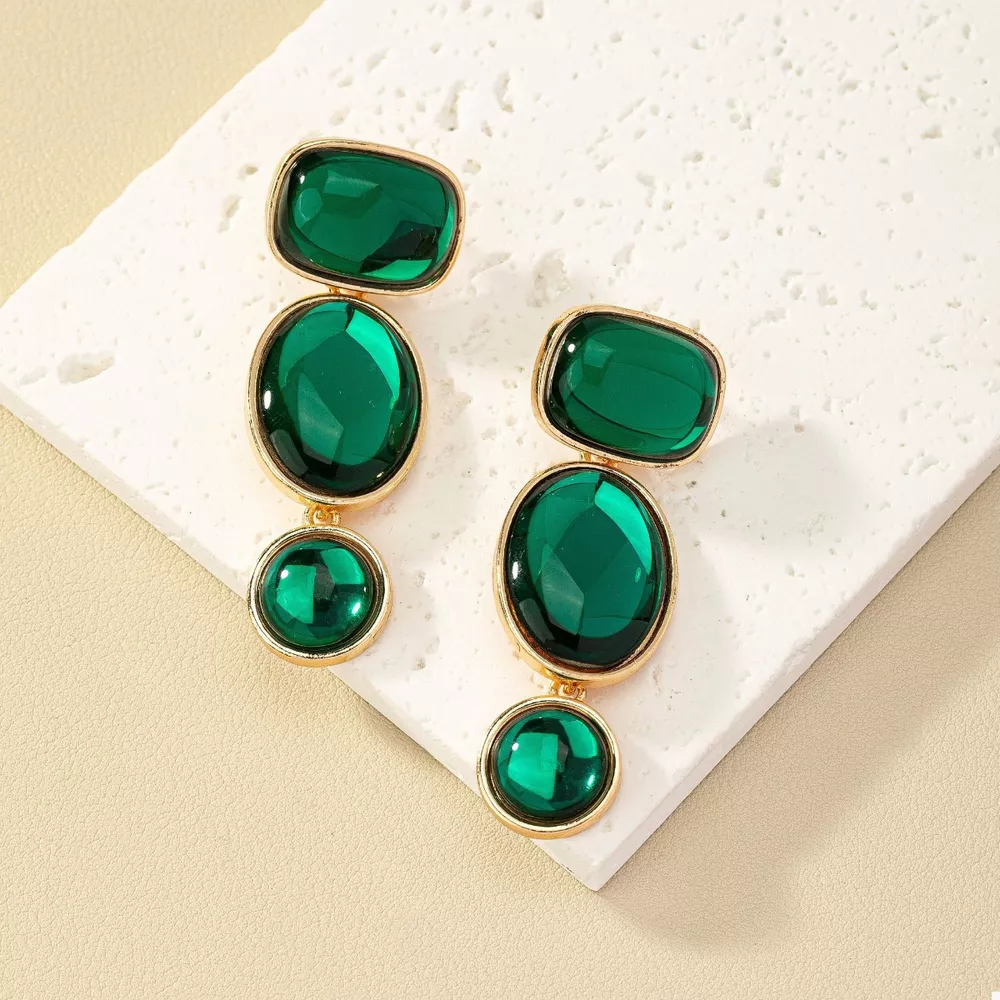 18K Gold-Plated Alloy Resin Drop Earrings, image 4