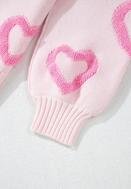 High-Low Heart Round Neck Long Sleeve Sweater, image 15