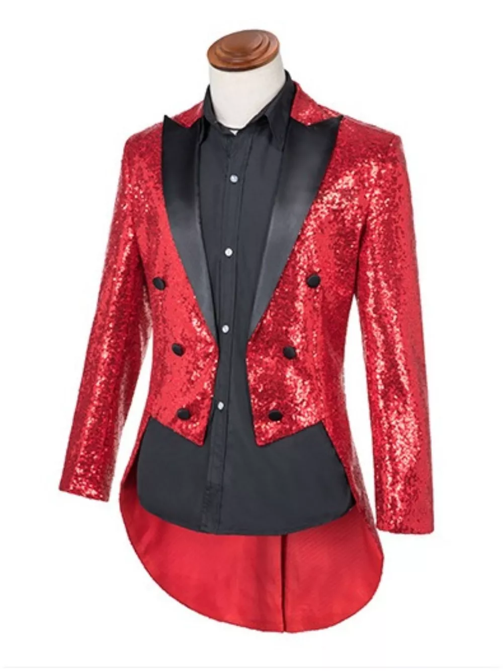 Men's Plus Size Sequin Button Up Long Sleeve Tailcoat Blazer, image 13