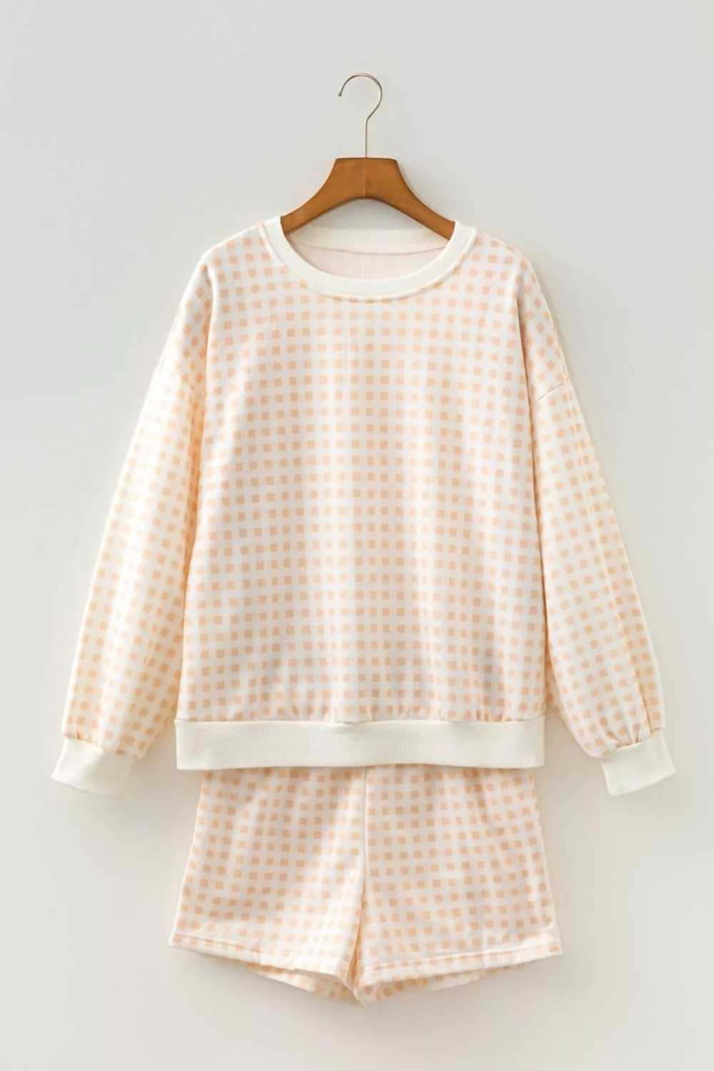 Gingham Long Sleeve Sweatshirt and Shorts Set, image 7