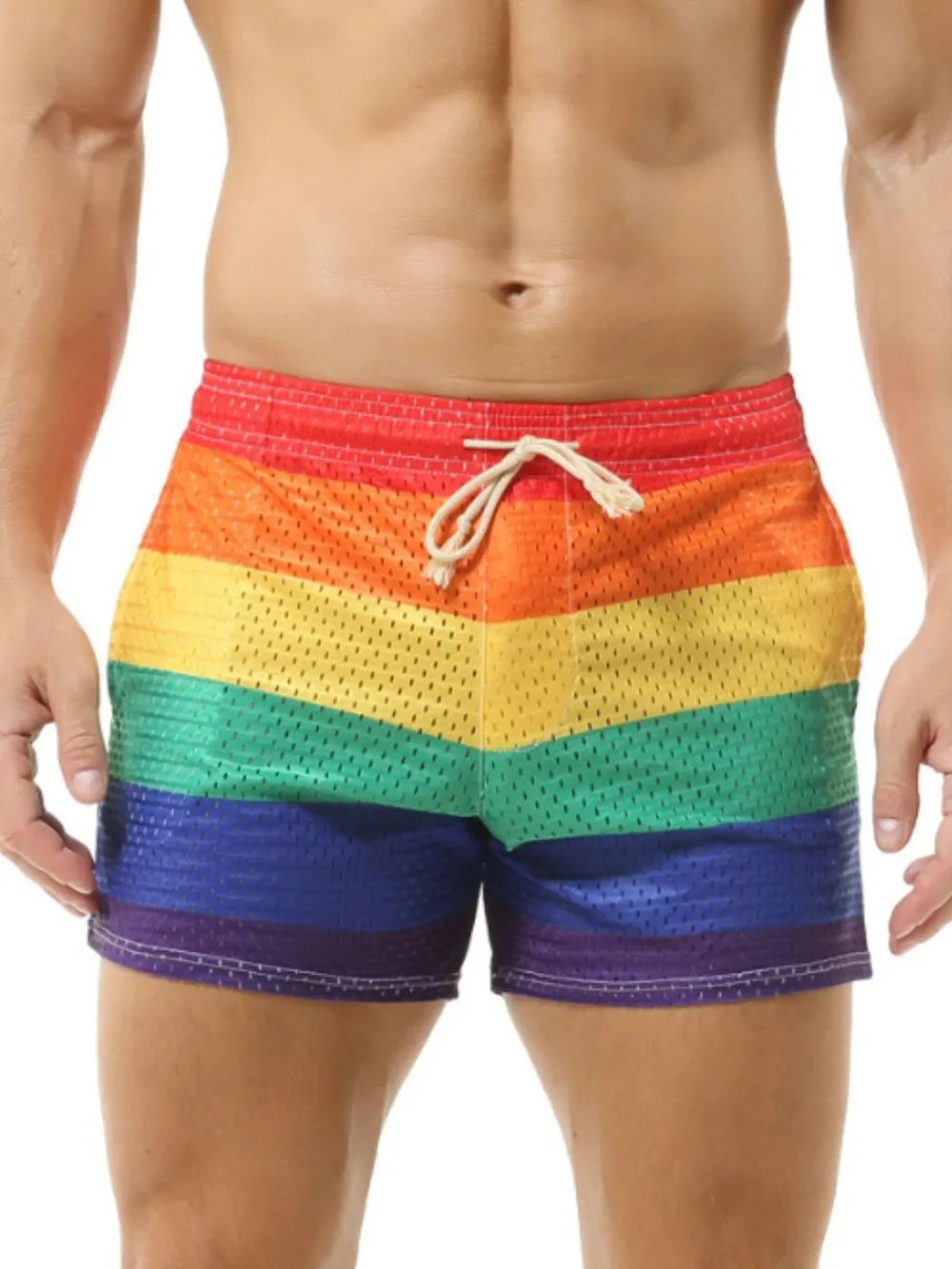 Men's Color Block Drawstring Shorts