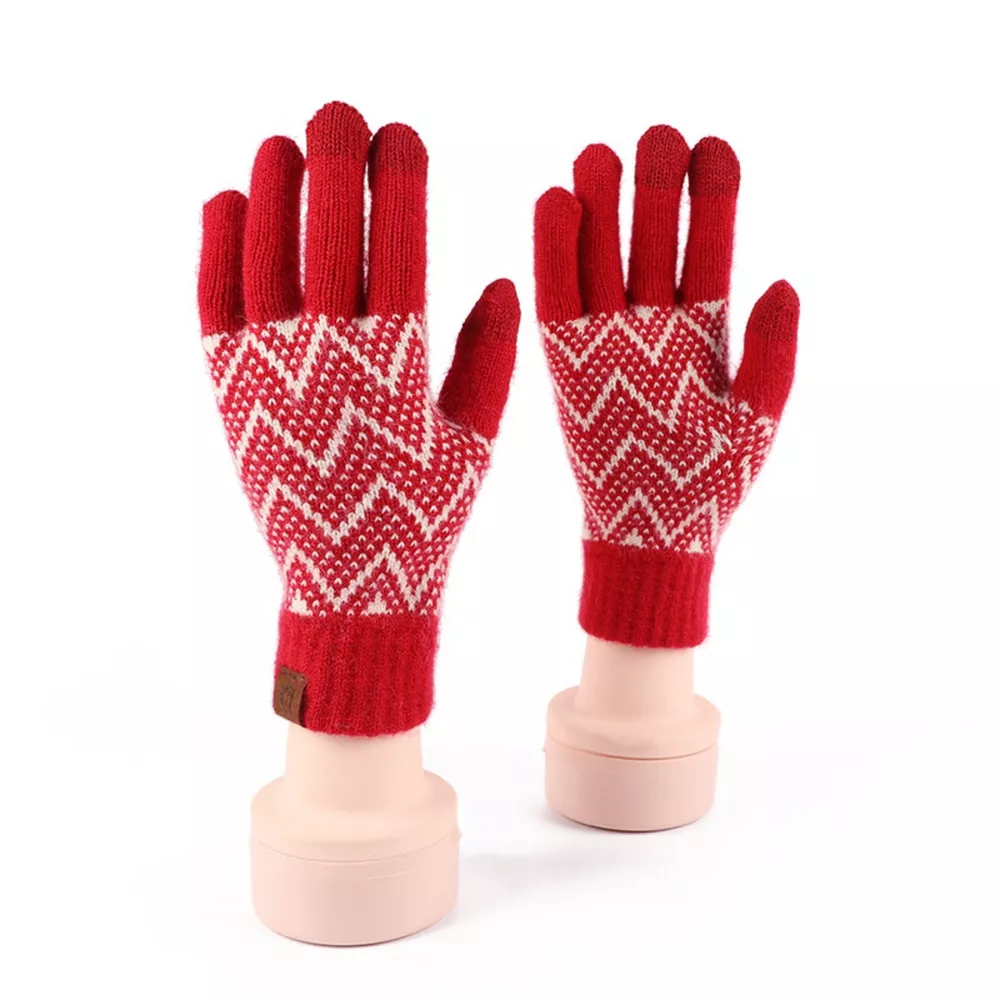 Heart Pattern Knitted Touchscreen Gloves, image 6