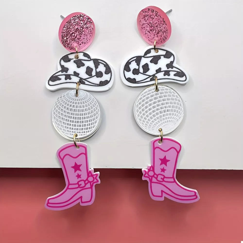 Cowgirl Boots Dangle Earrings, image 2