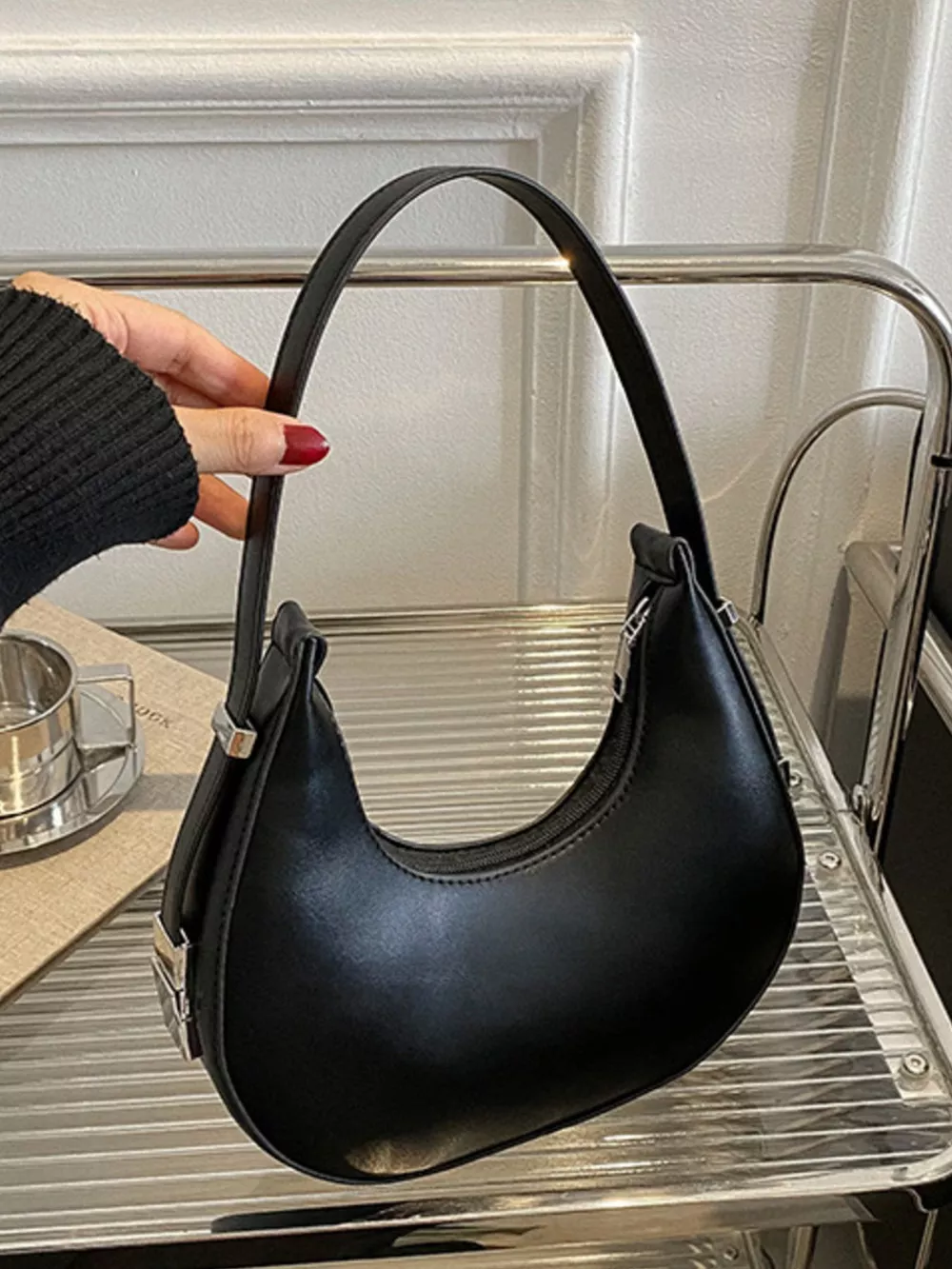 Minimalist Crescent Shoulder Bag, image 6