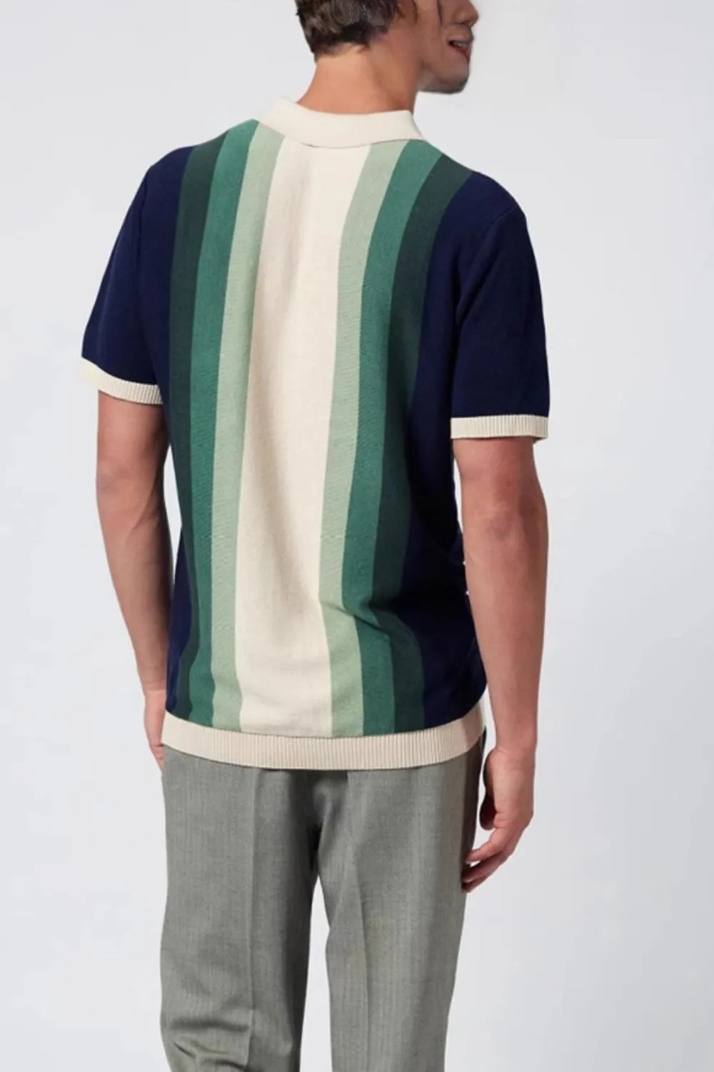 Men's Plus Size Contrast Striped Short Sleeve Polo, image 5