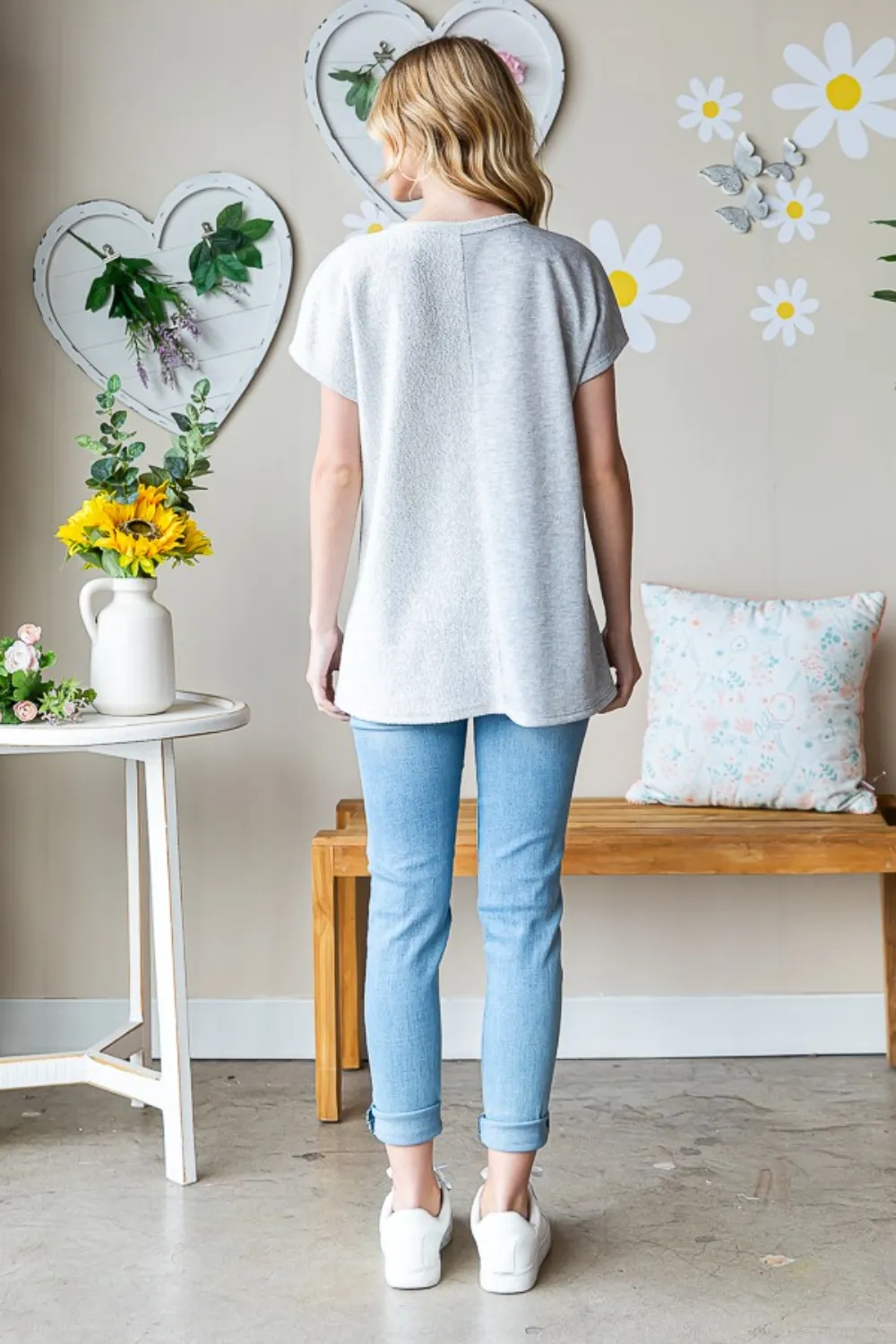 Full Size Pocketed Round Neck Short Sleeve T-Shirt, image 7