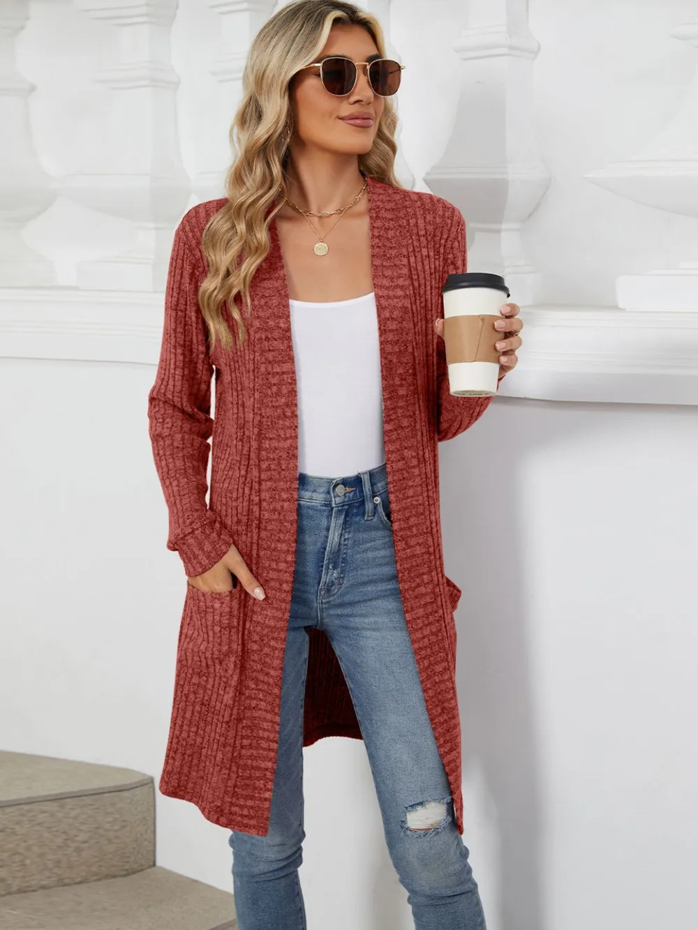 Open Front Long Sleeve Cardigan, image 6