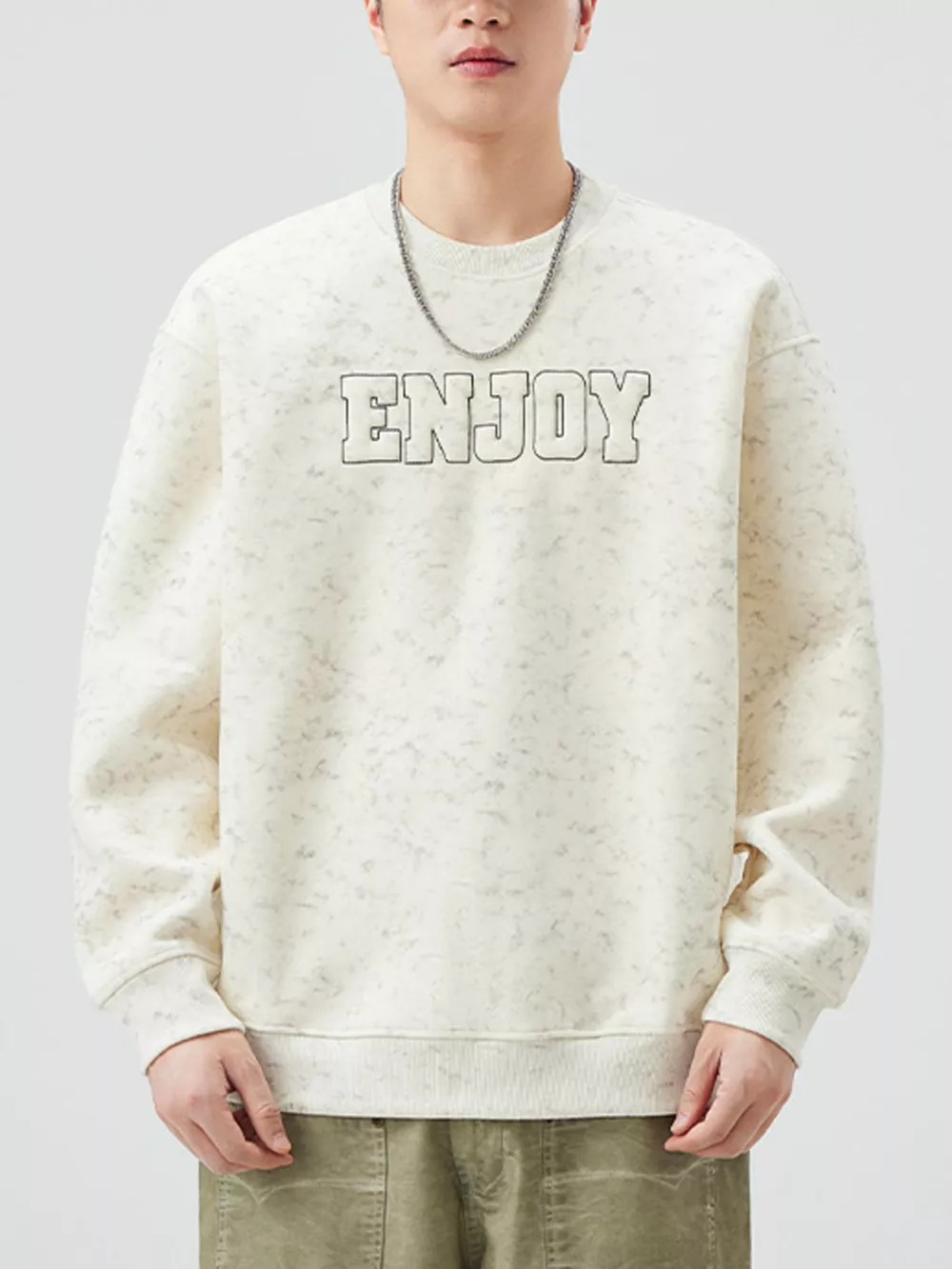 Men's Plus Size Enjoy Round Neck Long Sleeve Sweatshirt, image 4