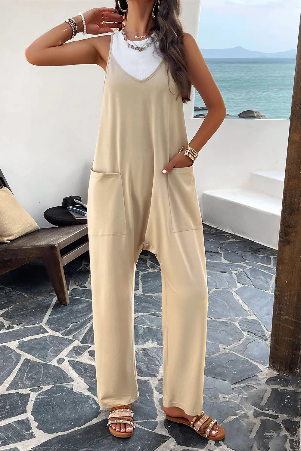 Pocketed Spaghetti Strap Overalls, image 31