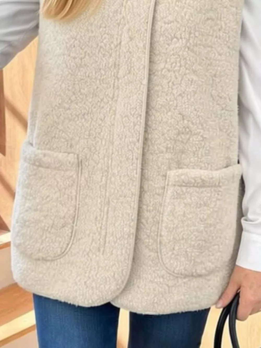 Sherpa Sleeveless Vest Coat, image 2