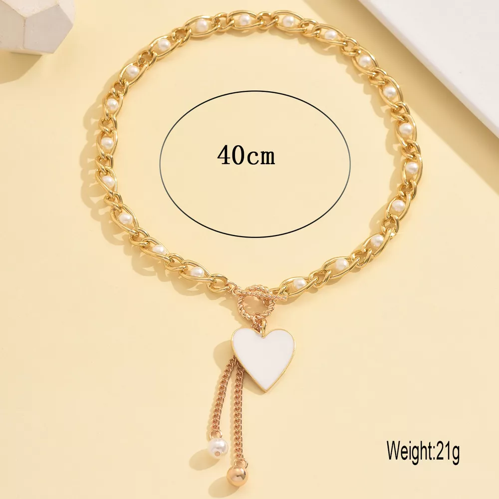 18K Gold-Plated Pearl Heart Necklace, image 3