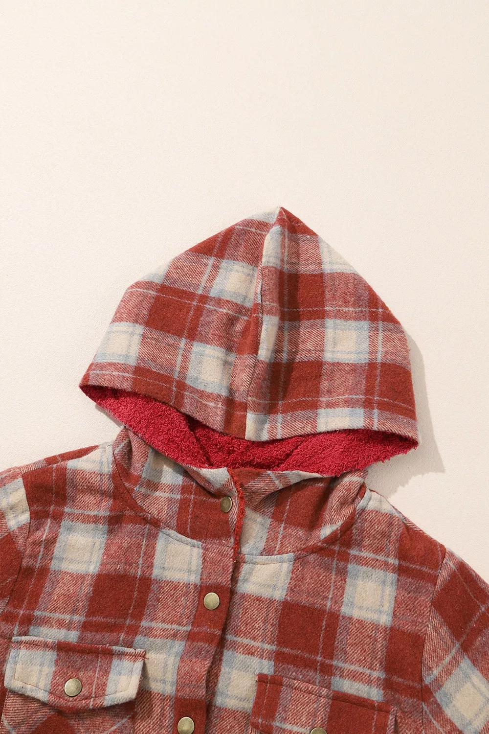 Fleece Lined Plaid Hooded Jacket, image 9
