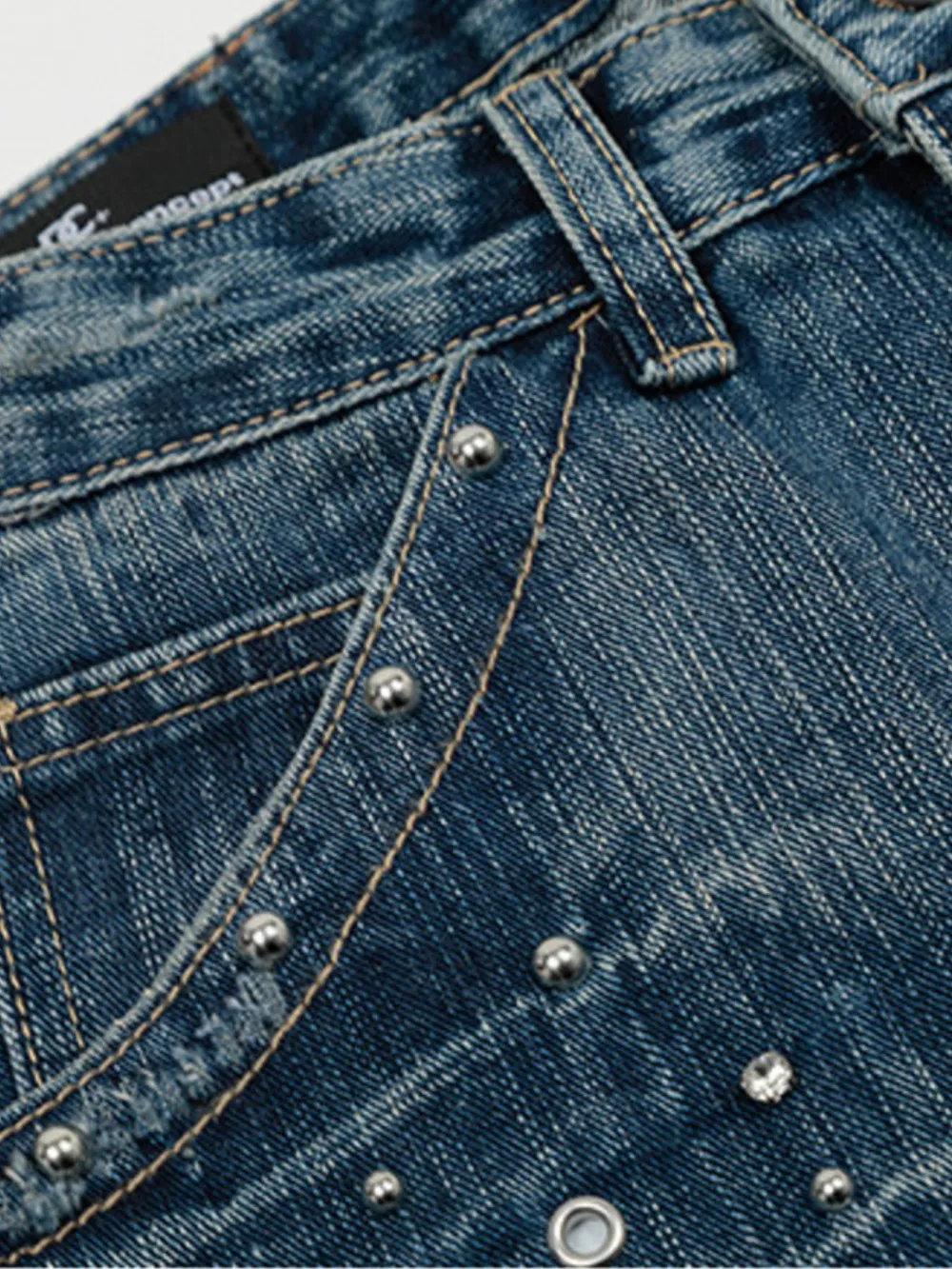 Men's Studded Washed Wide-Leg Jeans, image 8