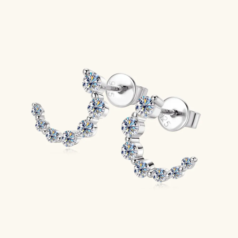 925 Sterling Silver Inlaid Moissanite Stud Earrings, image 8