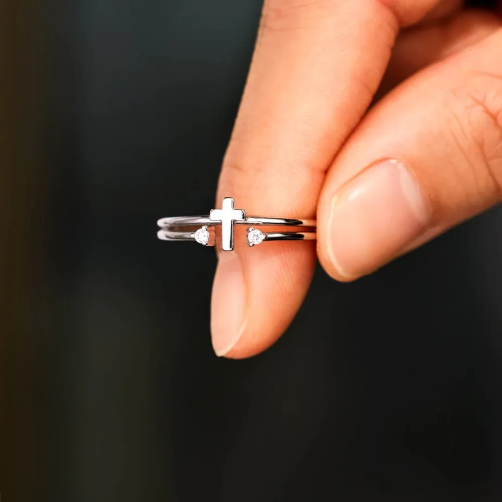 925 Sterling Silver Cross Ring, image 2