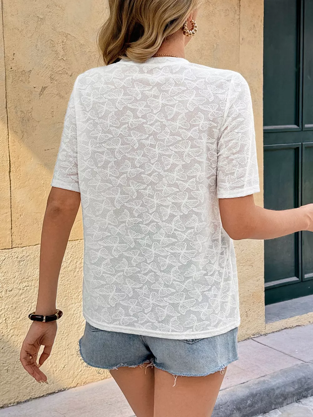 Round Neck Short Sleeve Top, image 2