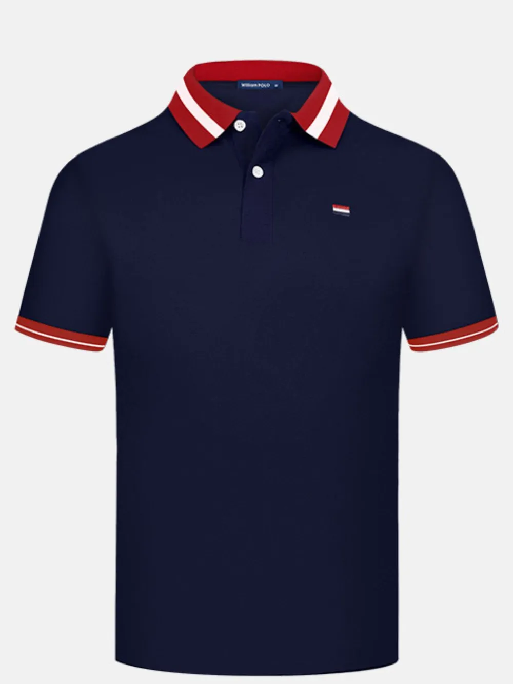Men's Plus Size Striped Collar Short Sleeve Polo, image 2