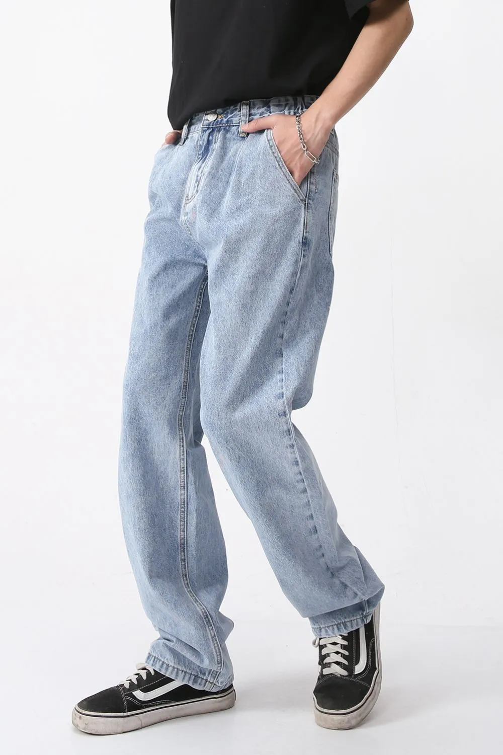 Mid Rise Baggy Jeans with Pockets, image 2