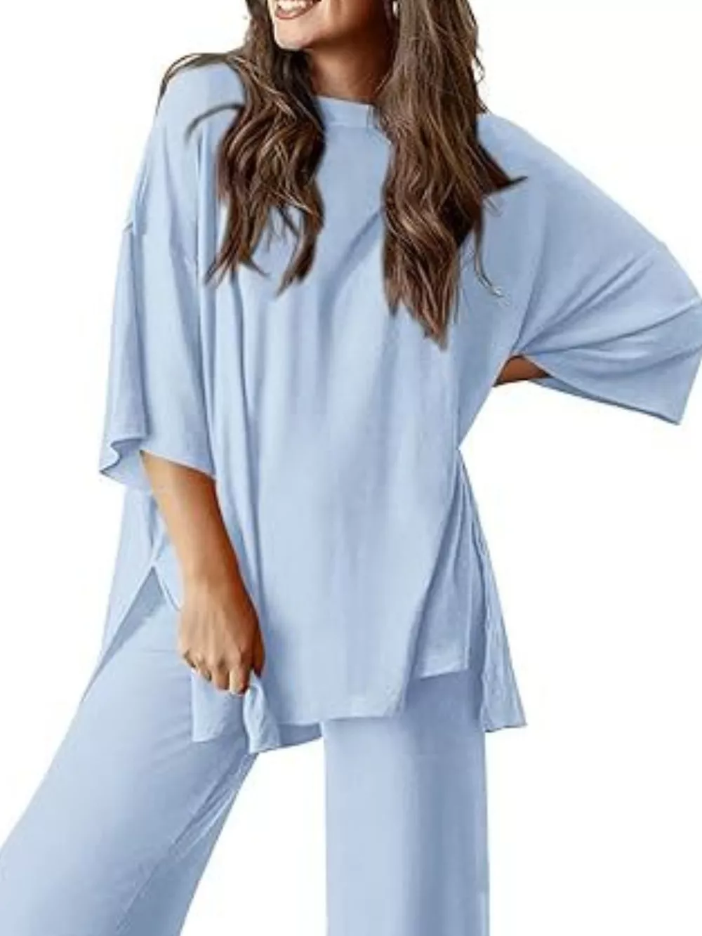 Relaxed Fit Round Neck Top and Pants Two-Piece Set, image 13