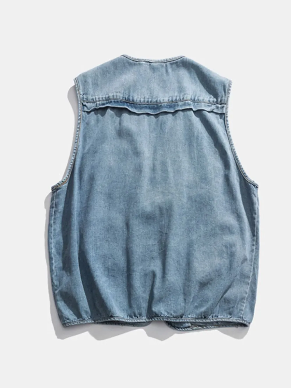 Multi-Pocket V-Neck Denim Vest, image 2