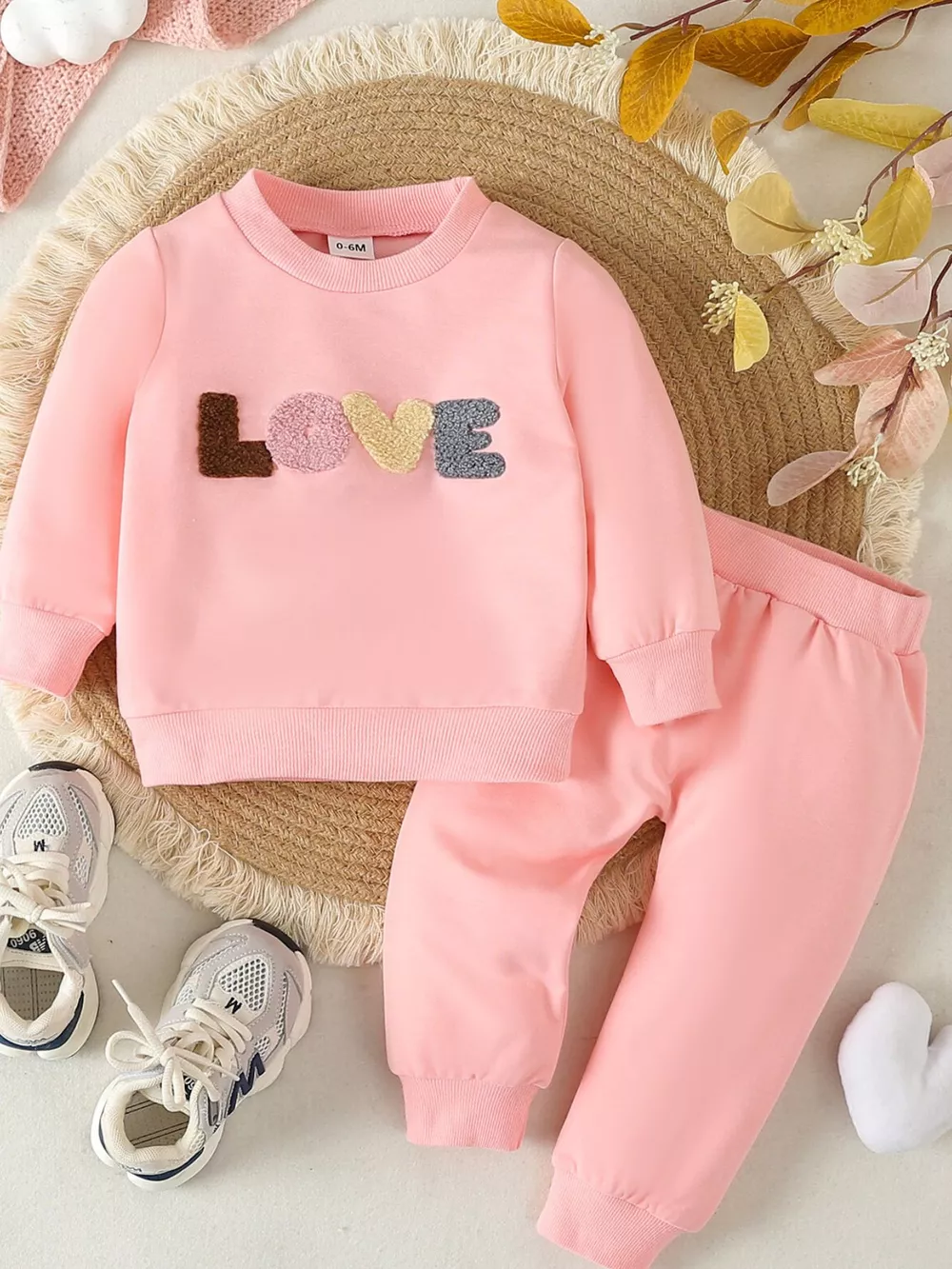 Children's Letter Round Neck Top and Pants Set, image 14