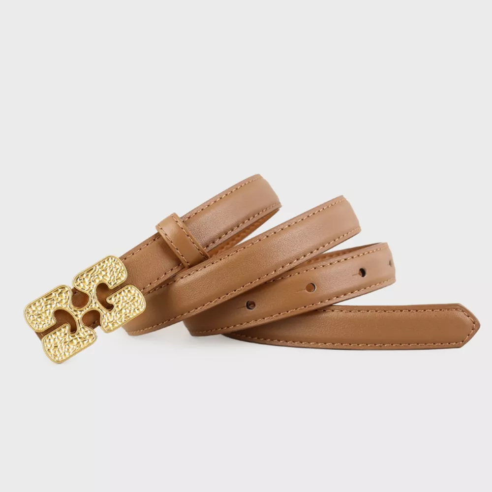 Gold Buckle Leather Belt, image 7