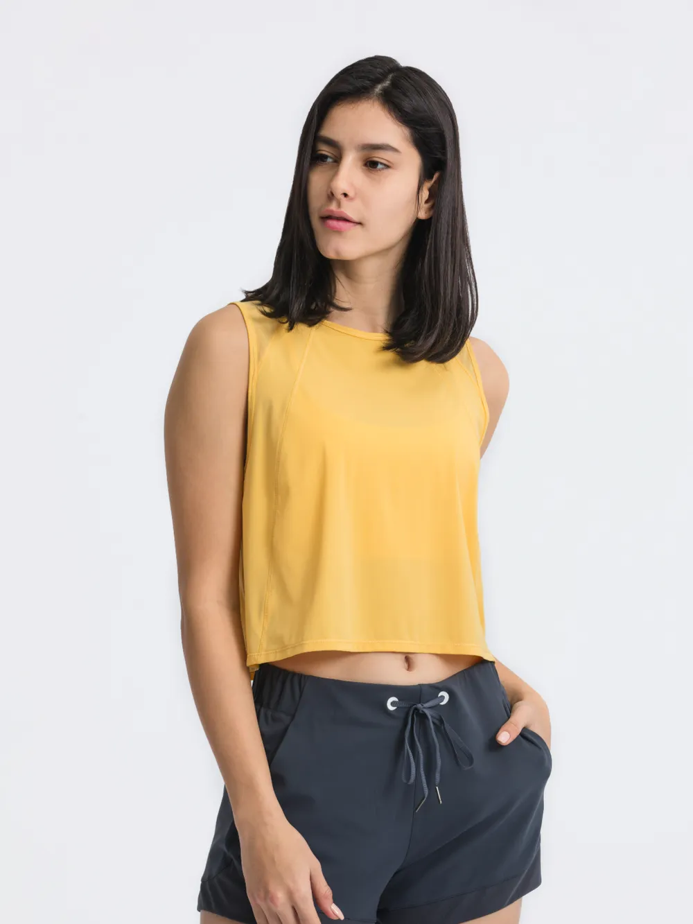 Round Neck Cropped Active Tank, image 29