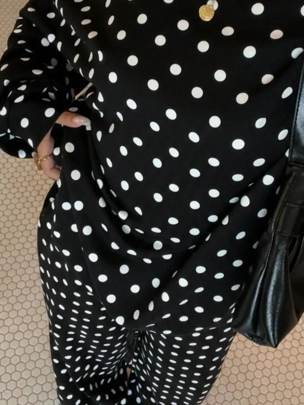 Polka Dot Boat Neck Top and Pants Set, image 3
