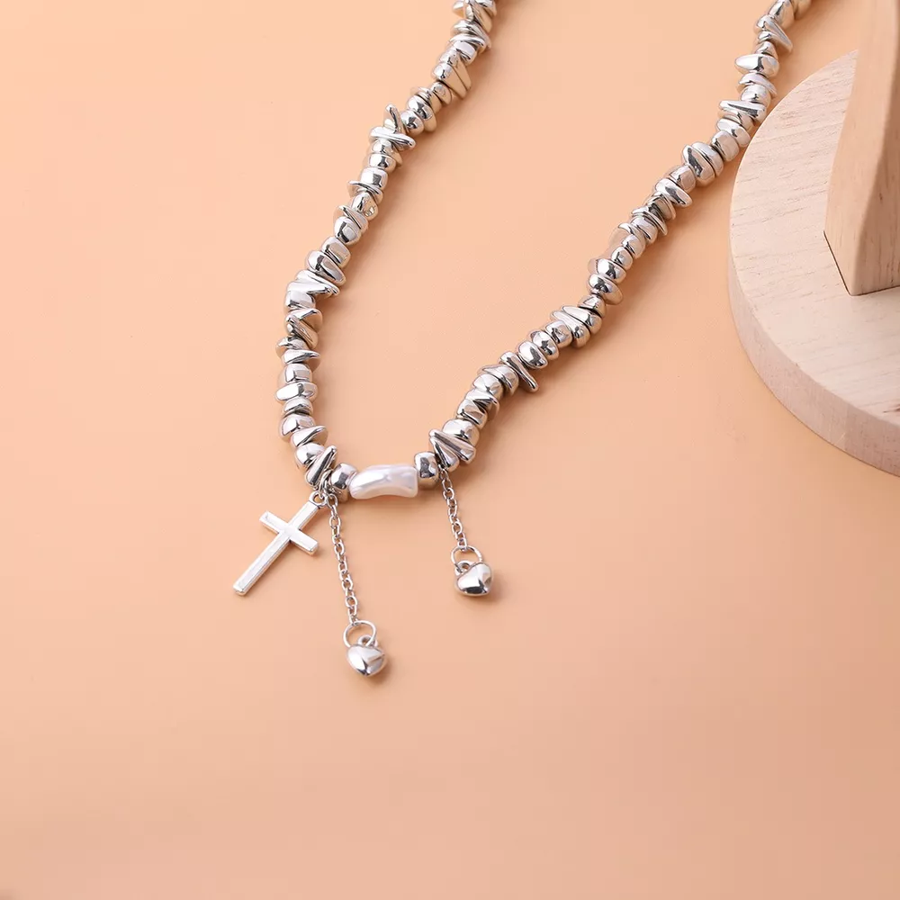 Chunky Chain Cross Pendant Necklace, image 7