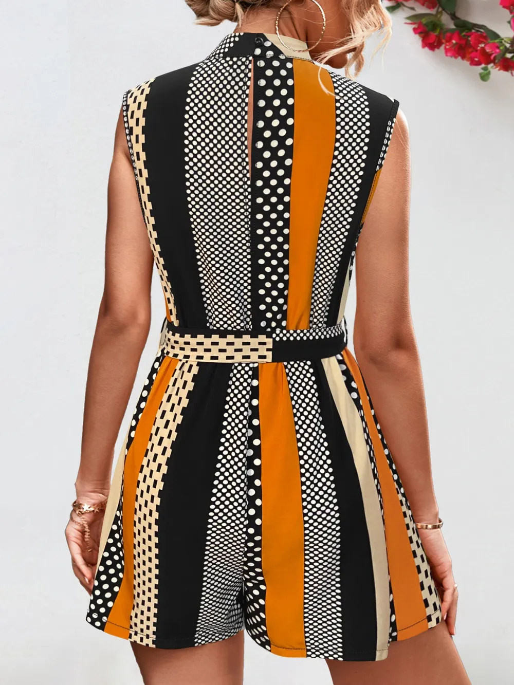 Tied Color Block Sleeveless Romper, image 2