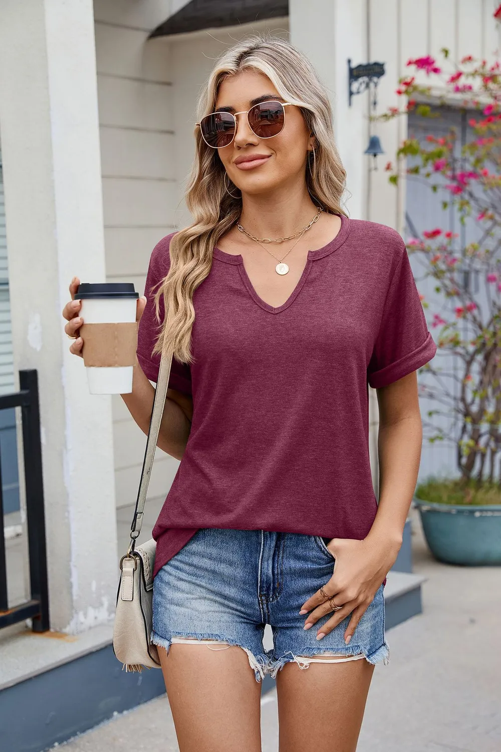 Notched Short Sleeve T-Shirt, image 23