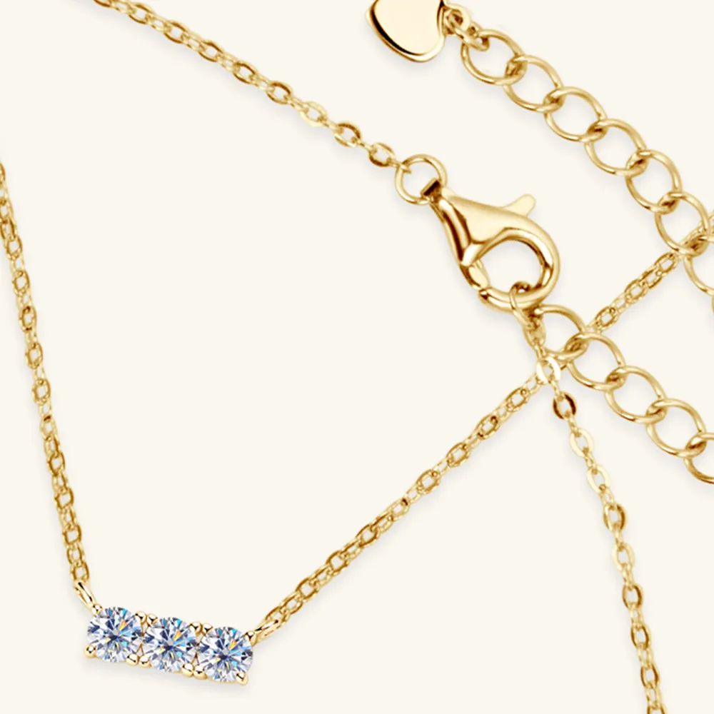 925 Sterling Silver Inlaid Moissanite Bar Necklace, image 3