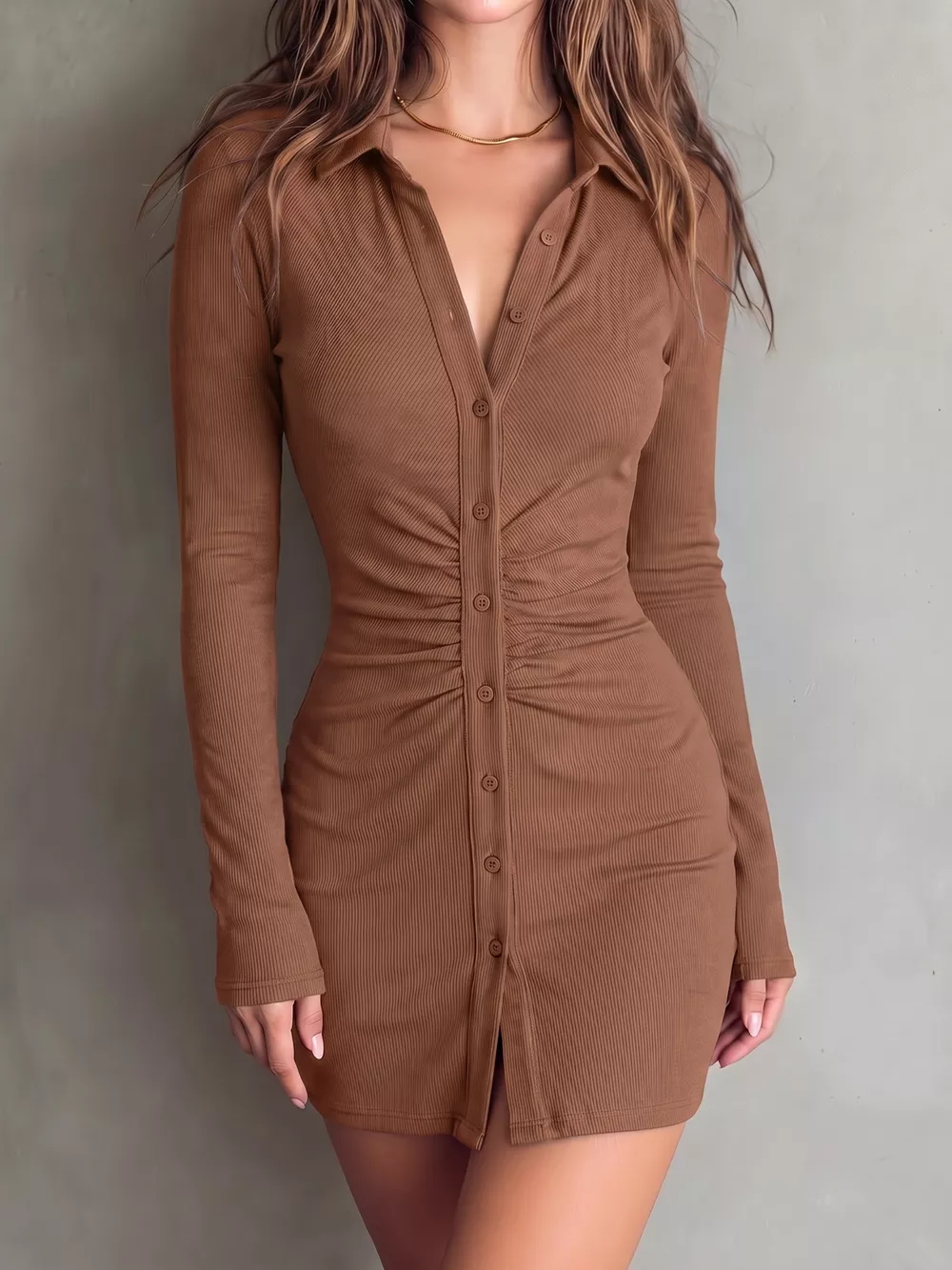 Button-Down Bodycon Mini Dress, image 12