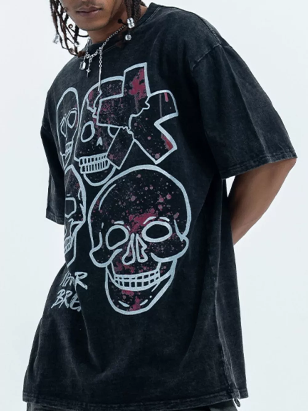 Men's Skull Graphic Round Neck Short Sleeve T-Shirt, image 2
