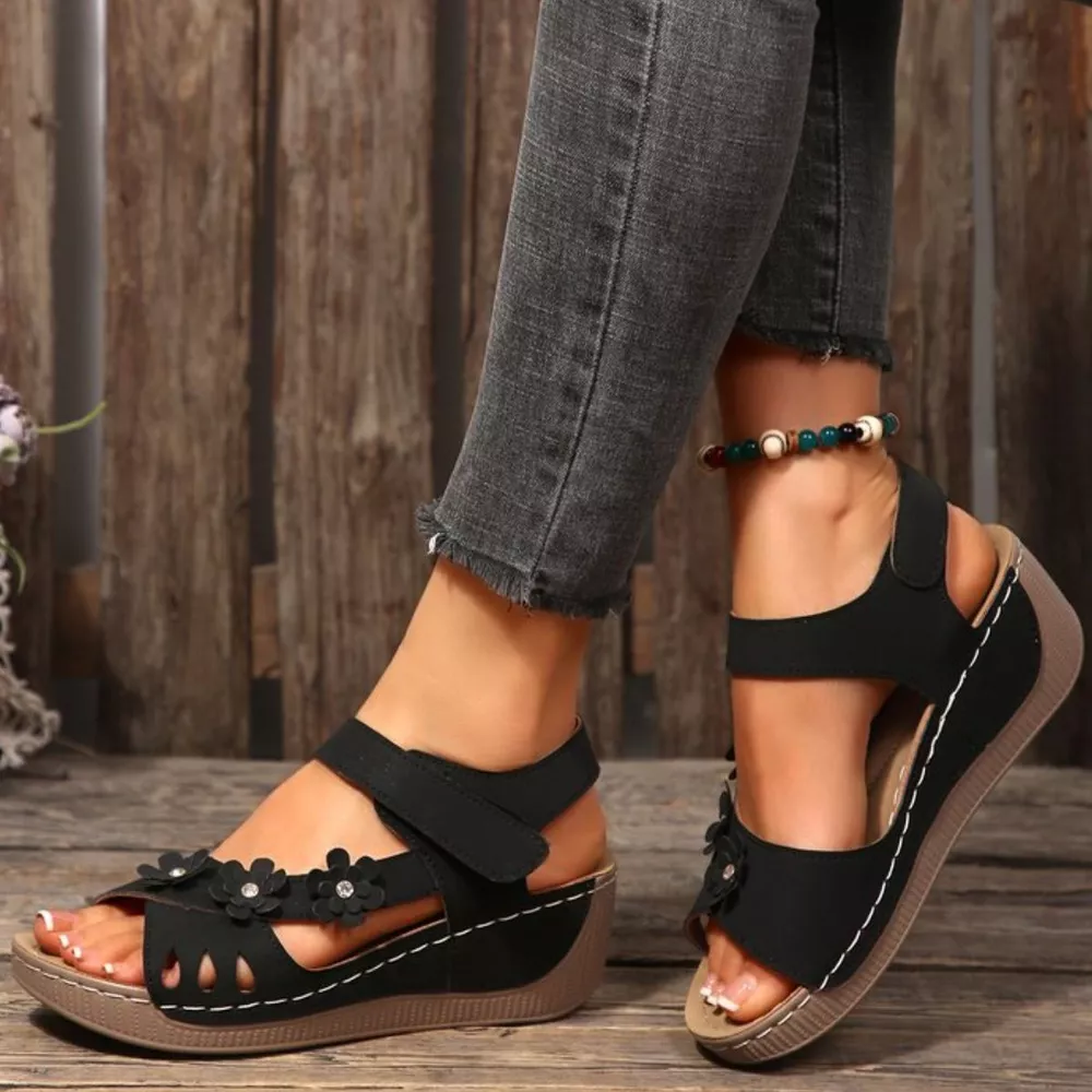 Floral Embellished Wedge Sandals, image 5