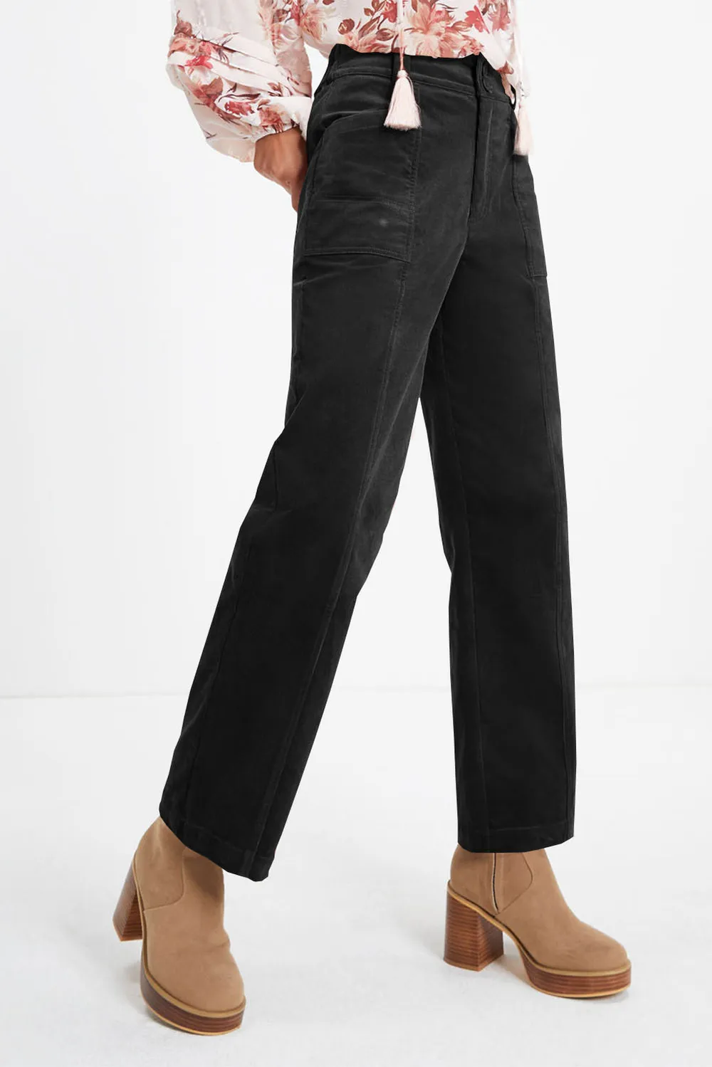 Half Elastic Waist Straight Pants, image 24