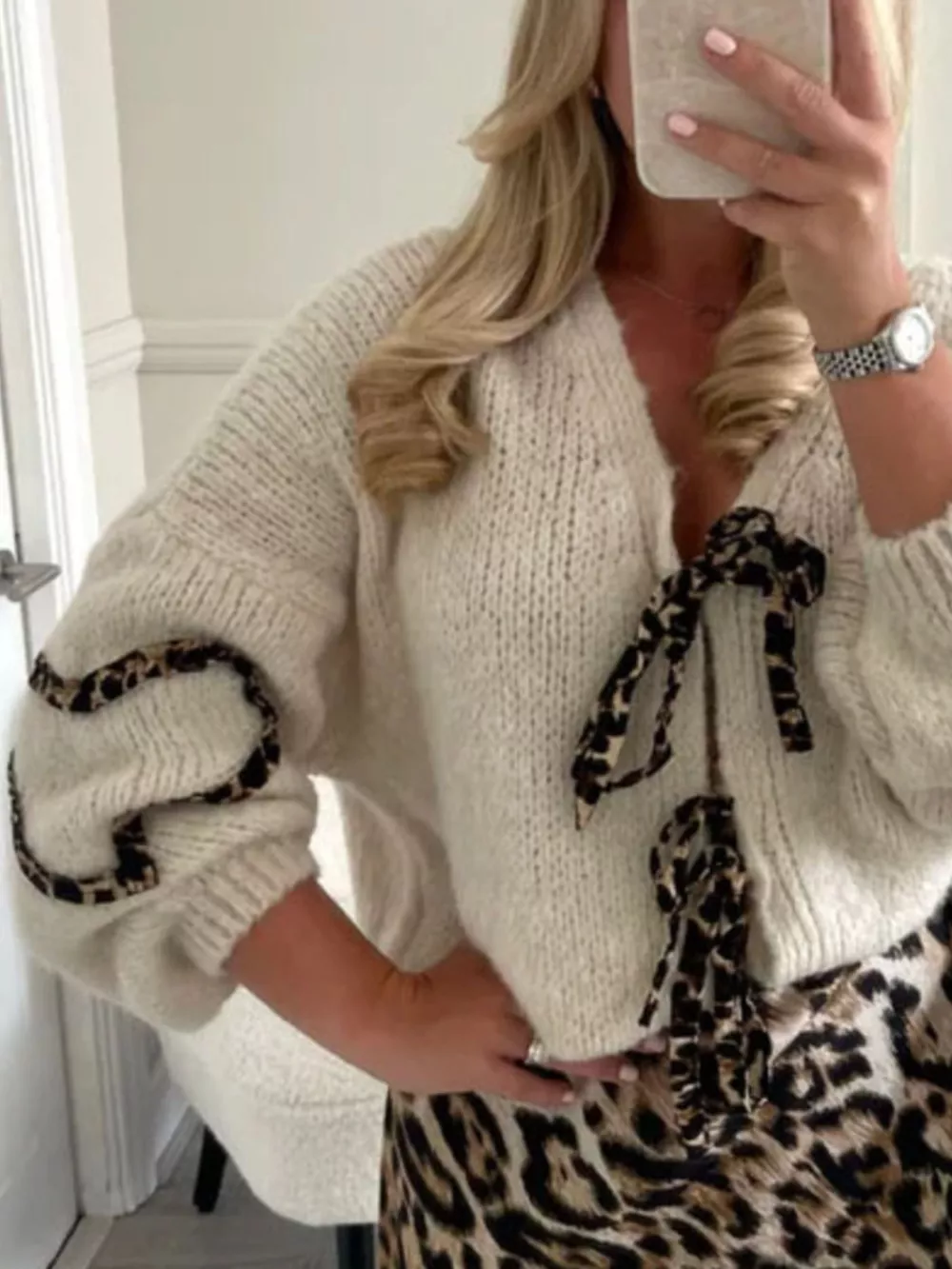 Tie Front Long Sleeve Sweater, image 4